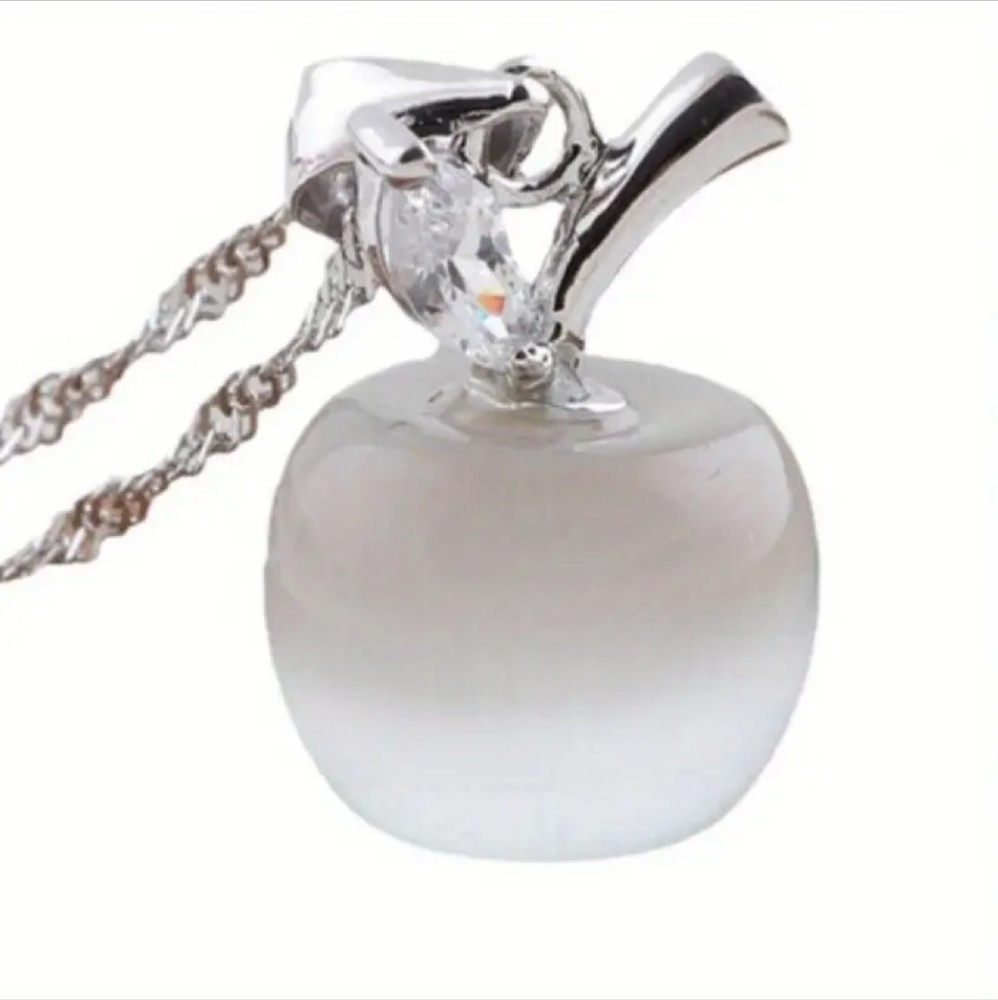 Apple Shaped Pearl Earrings Apple Charm Necklace Set - Sterling Silver BRAND NEW